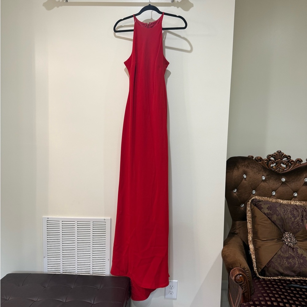 Calvin Klein Red Halter Maxi Dress